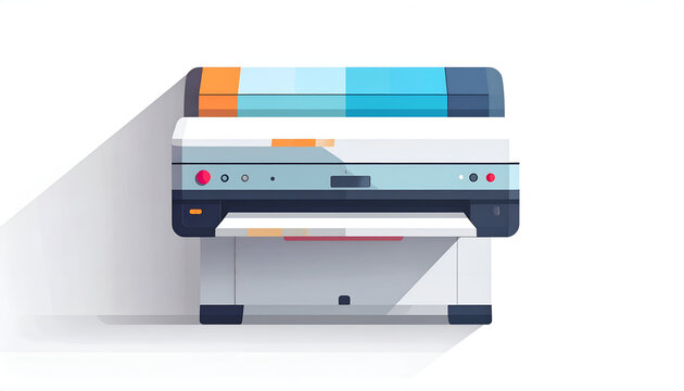 Vector illustration of large format printer for print shop with color bars