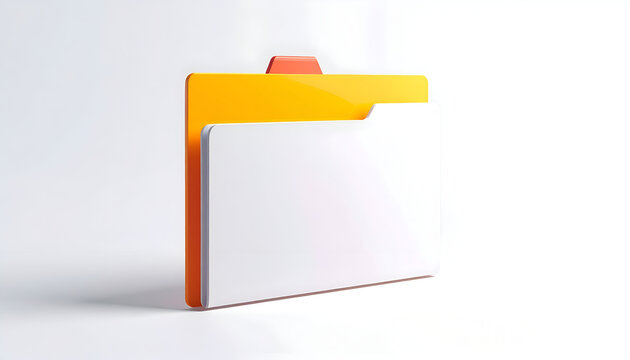 Yellow file folder icon with blank white label 3d rendering graphic on white background