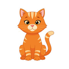 Cute orange cartoon cat sitting on the floor looking happy © ShahedStock