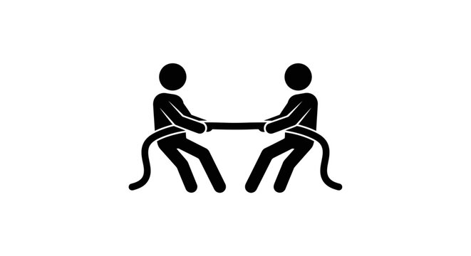 Two people playing tug of war.