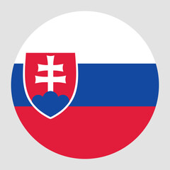 Fototapeta premium Circular vector illustration of the Slovakian flag with coat of arms, isolated on grey background.