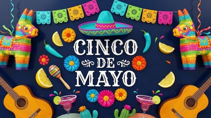 Obraz premium Vibrant Cinco de Mayo Celebration Layout with Festive Decor