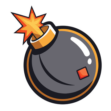 logo design  vector icon character illustration bold explosive bomb with sparks blast
