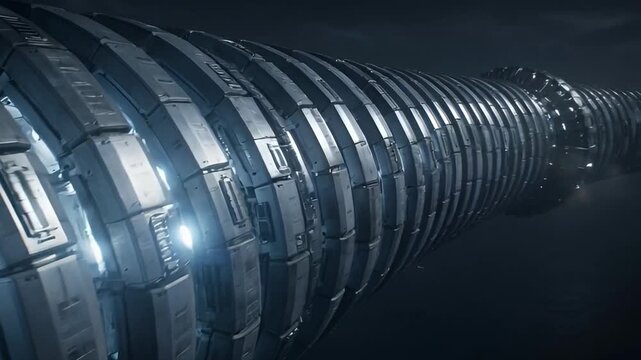 Abstract industrial metal structure with repeating pattern and cool tones