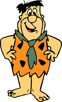 Fred Flintstone, cartoon character, orange fur loincloth, green necktie, prehistoric man