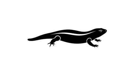 Fototapeta premium Black silhouette of a small lizard.