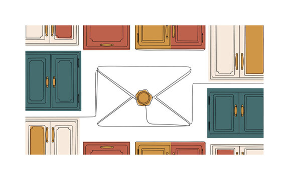 home cabinet doors seamless pattern, kitchen and living room cabinet doors, handles, knobs, hinges, panels and subtle decorative accents arranged in