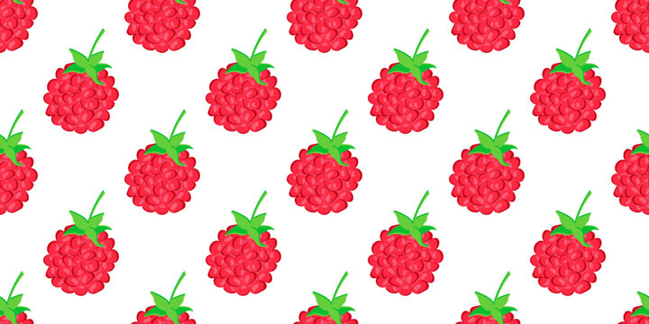 Raspberry seamless pattern for textile, wallpaper, wrapping paper and berry food packaging