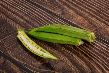 Fresh green bamia - okra vegetable