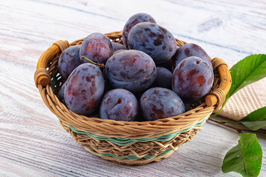 Juicy sweet ripe blue plums