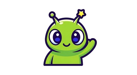 Obraz premium Funny cartoon frog android bug character illustration