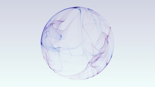 Abstract soft glowing sphere with light gradient lines and smooth transparent flow, minimal futuristic digital orb on bright background with clean seamless loop animation 4K