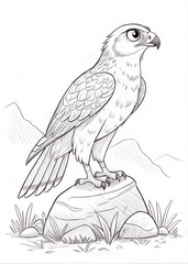 Fototapeta premium Cute Hawk Outline Sketch for Coloring Book 