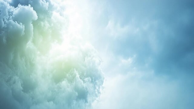 Celestial Canvas: A breathtaking sky ablaze with billowing clouds, the soft daylight and luminous ambiance of the sky.