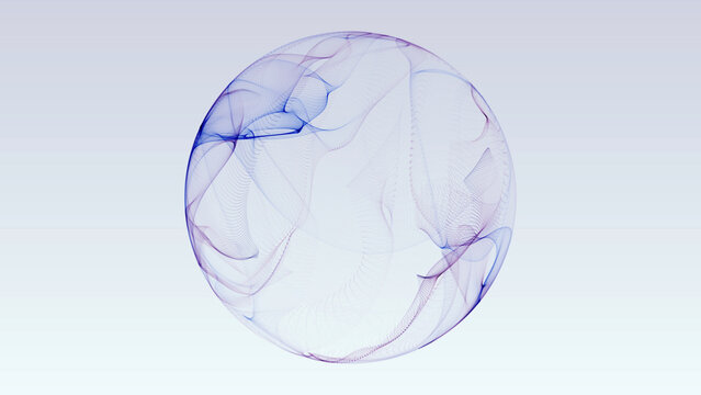 Abstract soft glowing sphere with light gradient lines and smooth transparent flow, minimal futuristic digital orb on bright background