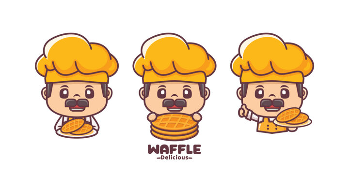 male chef cartoon with waffle