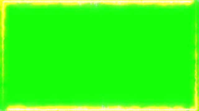 A vibrant green screen with a yellow border in this video content