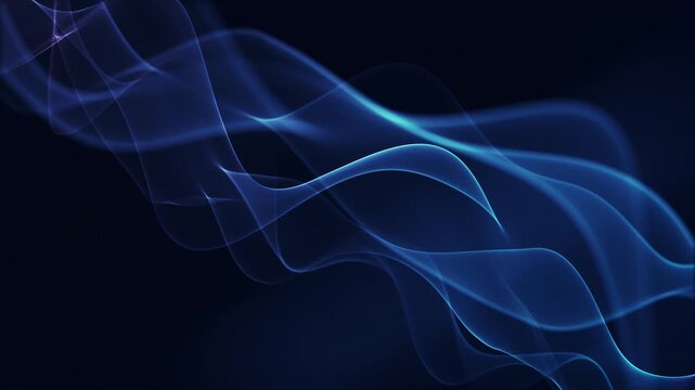 Abstract blue digital wave with smooth flowing light lines and soft gradient motion, futuristic technology background with elegant curves and seamless loop animation in high quality 4K