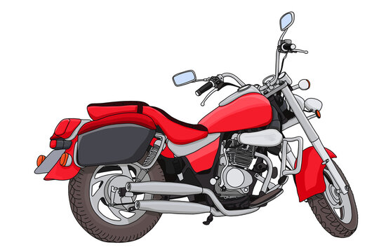 Illustration of a red road motorcycle for travel.