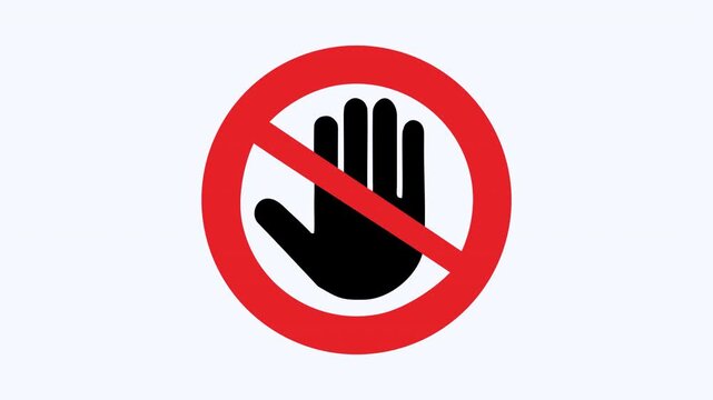 Red forbidden sign on a black hand, symbolizing prohibition and discrimination. Suitable for antiracism, social justice, and activism concepts.