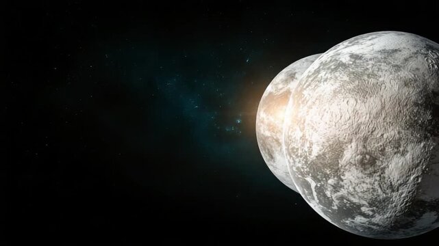 Celestial Bodies in the Cosmos: Two planetary spheres in the vastness of the universe, with an ethereal display of cosmic light, promising exploration and inspiring wonder.