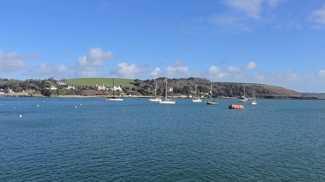 View from Falmouth Overlooking St Mawes Across the Fal Estuary in Cornwall England