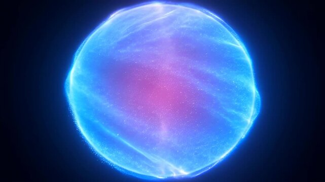 Electric blue glowing orb with soft pink core and radiant particle glow ethereal glowing orb blue pink nebula cosmic sphere celestial energy particle glow glowing blue energy sphere luminous nebula