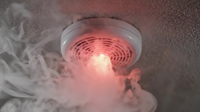 Smoke detector with smoke and red light