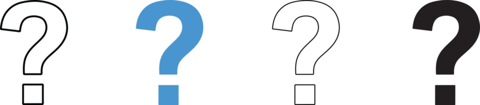 A set of colorful question marks on a clean white background