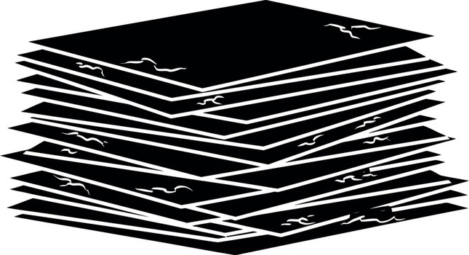 Stack of diagonal patterned sheets with irregular edges piled together