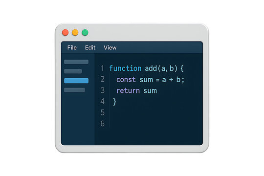 Digital Coding Application Workspace Isolated on a Transparent Background