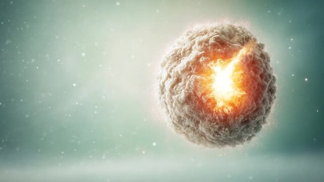 Cellular Revelation: A luminous depiction of a single cell, highlighting its intricate structure and potential for life's wonders. Its structure emits a warm glow.