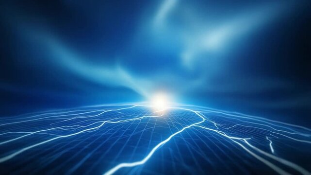 Energy Surge: A dynamic visual of surging energy, featuring luminous lines of light cutting through a network of connected paths.