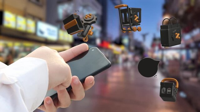 Omni channel technology of online retail business method. Multichannel marketing on social media network platform offer service of internet payment channel, online retail shopping and omni digital app
