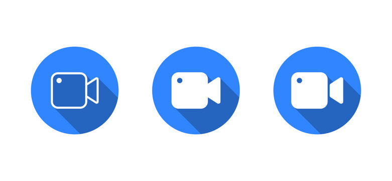 Video camera icon with long shadow. Media recording symbol