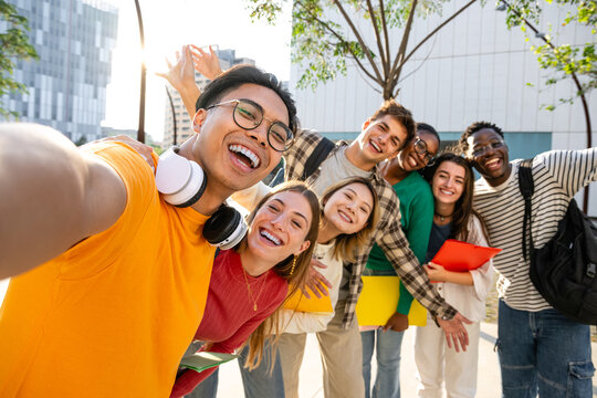 A Cheerful Group of Close Friends Enjoying a Beautiful and Sunny Day Outdoors Together