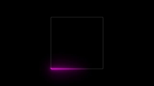 Pink Neon Rectangle Frame with Glowing Border on Dark Background. Futuristic Minimal UI Frame with Bright Light Edges for Digital Overlay. Modern Abstract Neon Border Animation for Technology.
