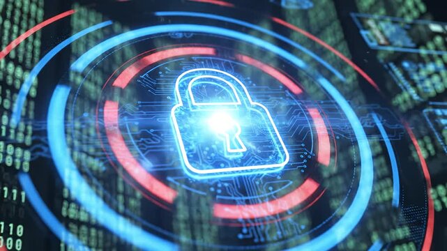 Digital lock on circuit background