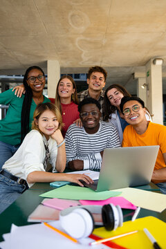 A Diverse Group of Students Collaborating in a Dynamic, Creative Study Environment