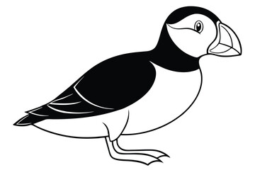 Fototapeta premium puffin bird silhouette line art vector illustration with a white background