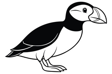 Fototapeta premium puffin bird silhouette line art vector illustration with a white background