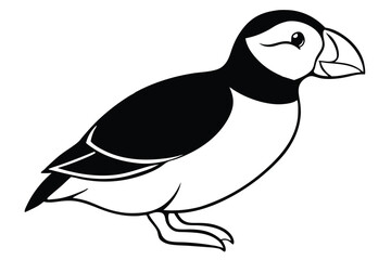 Obraz premium puffin bird silhouette line art vector illustration with a white background
