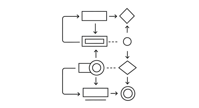 Simple flowchart diagram with rectangles diamonds and circles connected by arrows