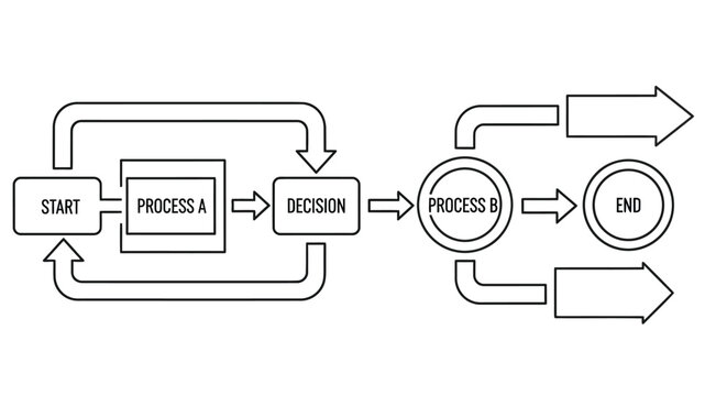 Flowchart diagram illustrating a decision making process with start process and end points