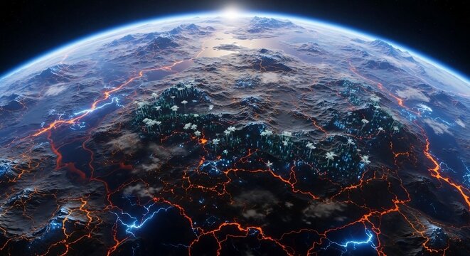 Planet earth futuristic digital illustration