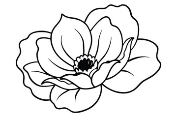 Obraz premium poppy flower silhouette line art vector illustration with a white background