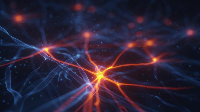 Network signal brain nerve cell neurology science biology glowing neuron neural network nerve fiber dendrite axon synapse brain tissue nervous system signal transmission conveying electrical impulse