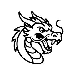 Fototapeta premium Roaring Dragon Head Line Art Vector
