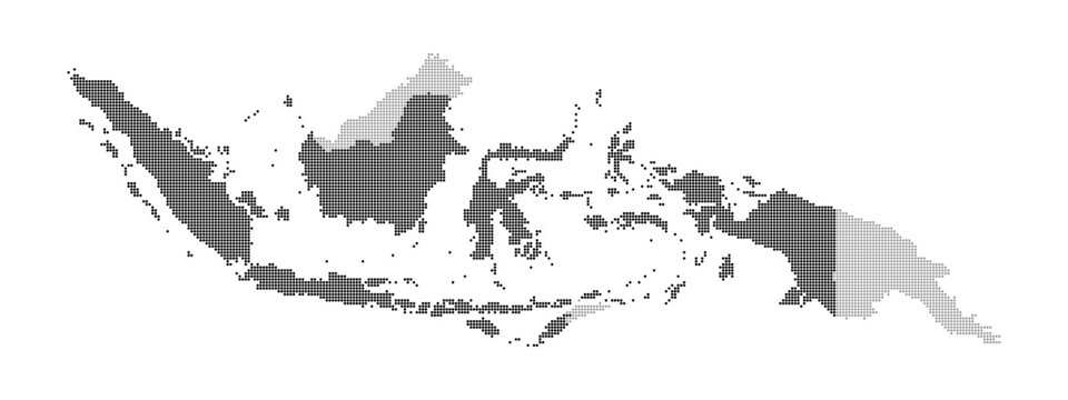 Dotted map of Indonesia isolated on white. Detailed vector map design.