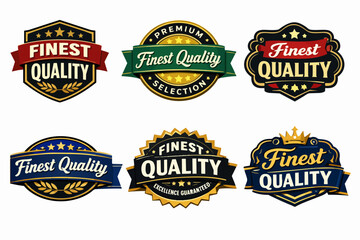 Obraz premium Collection of finest quality product emblems, seals, and stickers, signifying top-tier excellence and premium selection